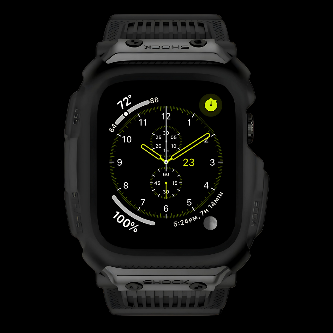 Smartwatch with a black display on a black background