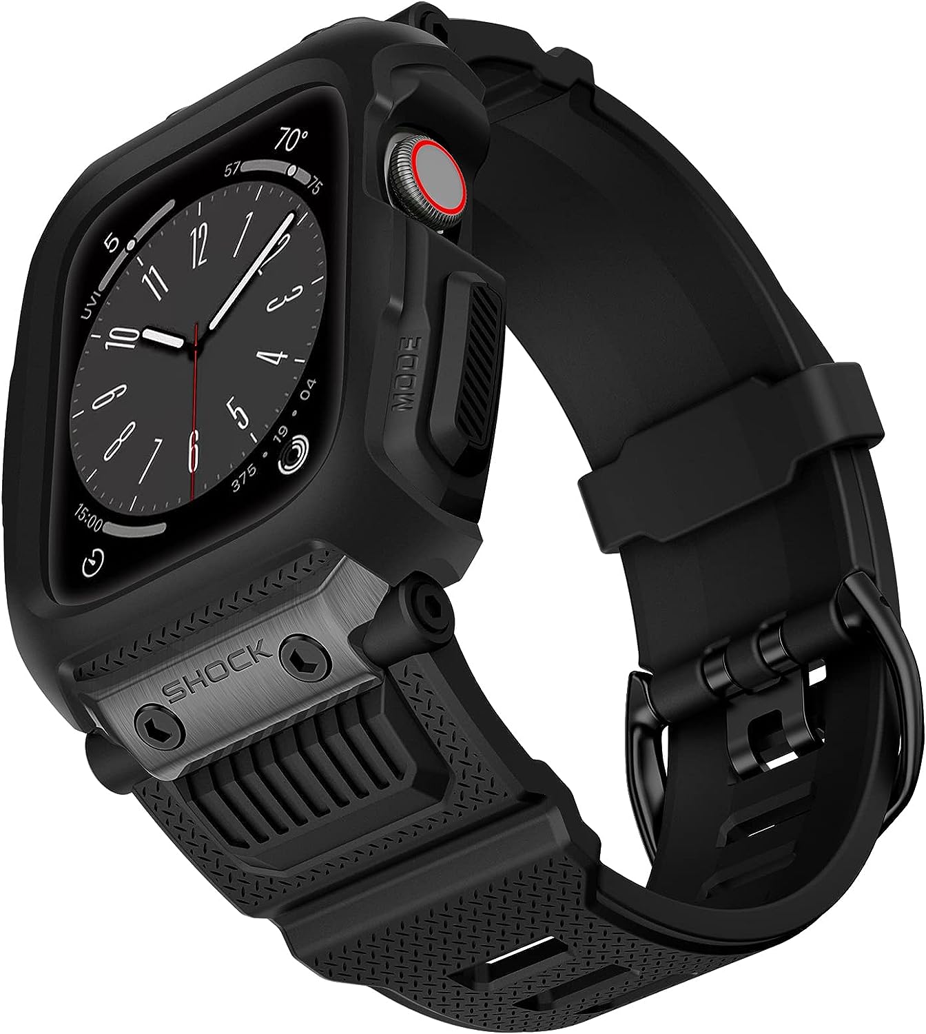 Black Apple watch protective band with black display