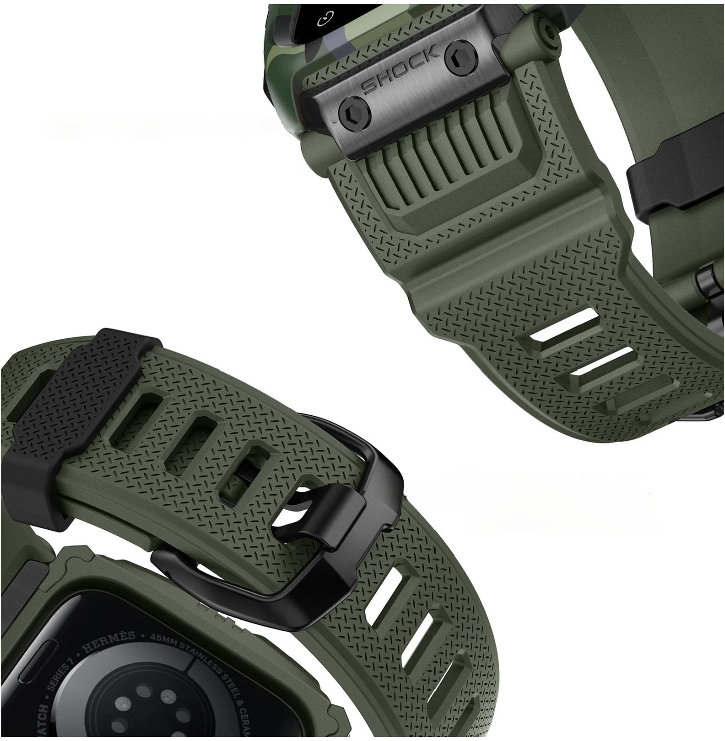 display of a zoomed in apple watch band strap with details
