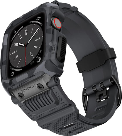 grey camouflage apple watch protective band on a white background