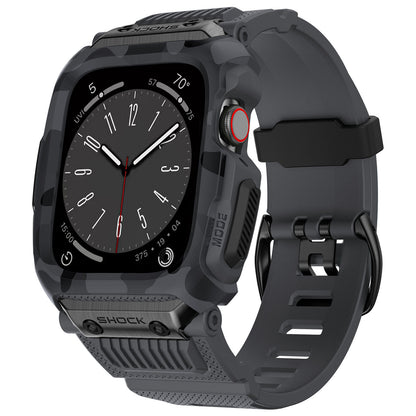 grey camouflage rugged apple watch protective band and case