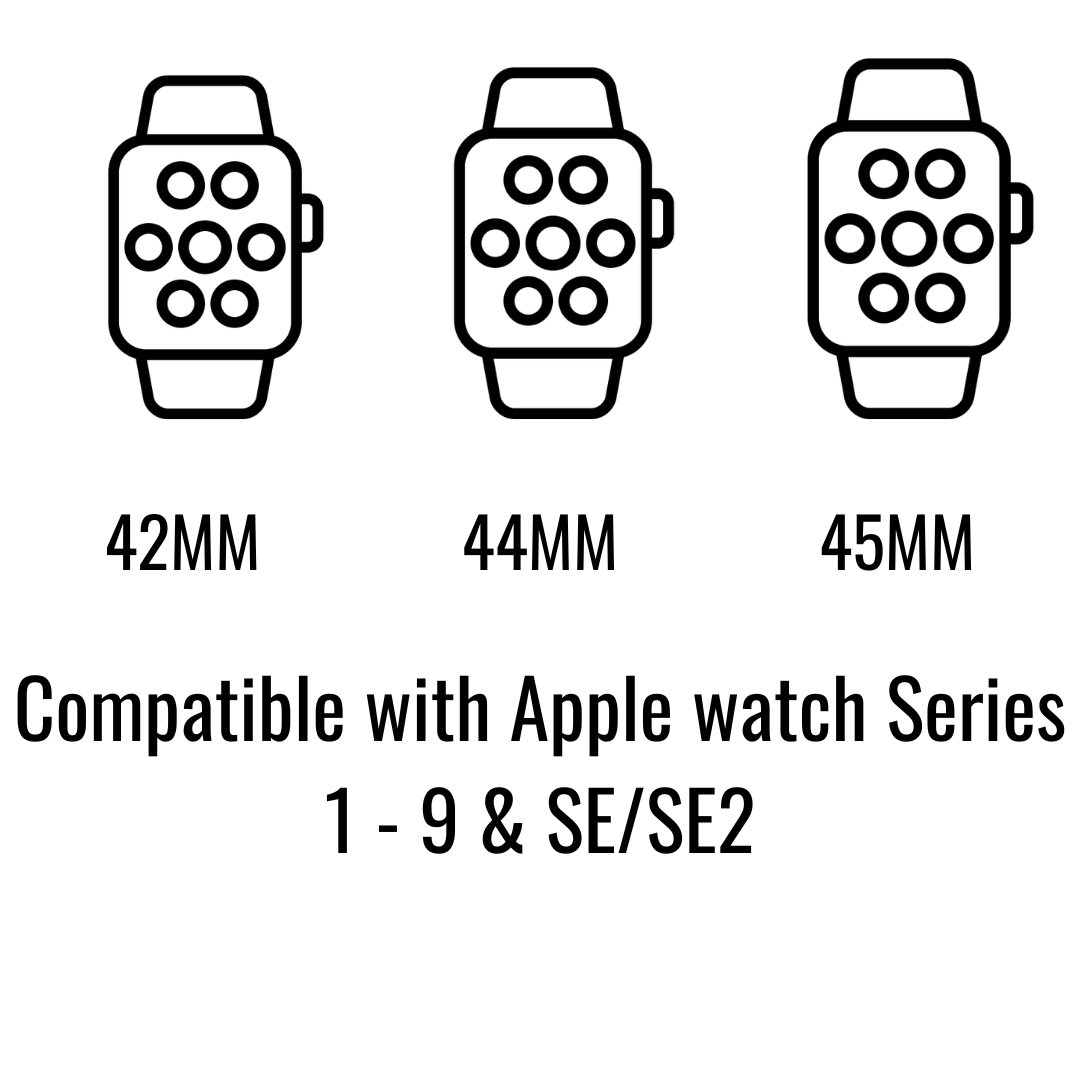 icons displaying apple watch sizes and compatibility with the apple watch band