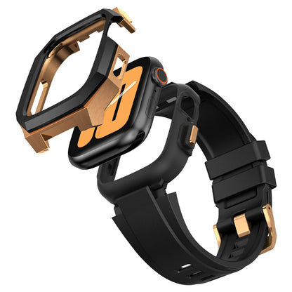 black and bronze apple watch protective band components