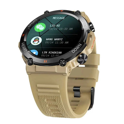 rugged sports smartwatch displaying message notifications , on a white background