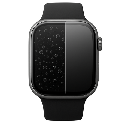 Smartwatch with black band on a white background
