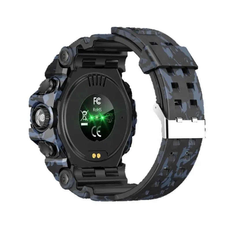 Smartwatch with a camouflage band on a white background